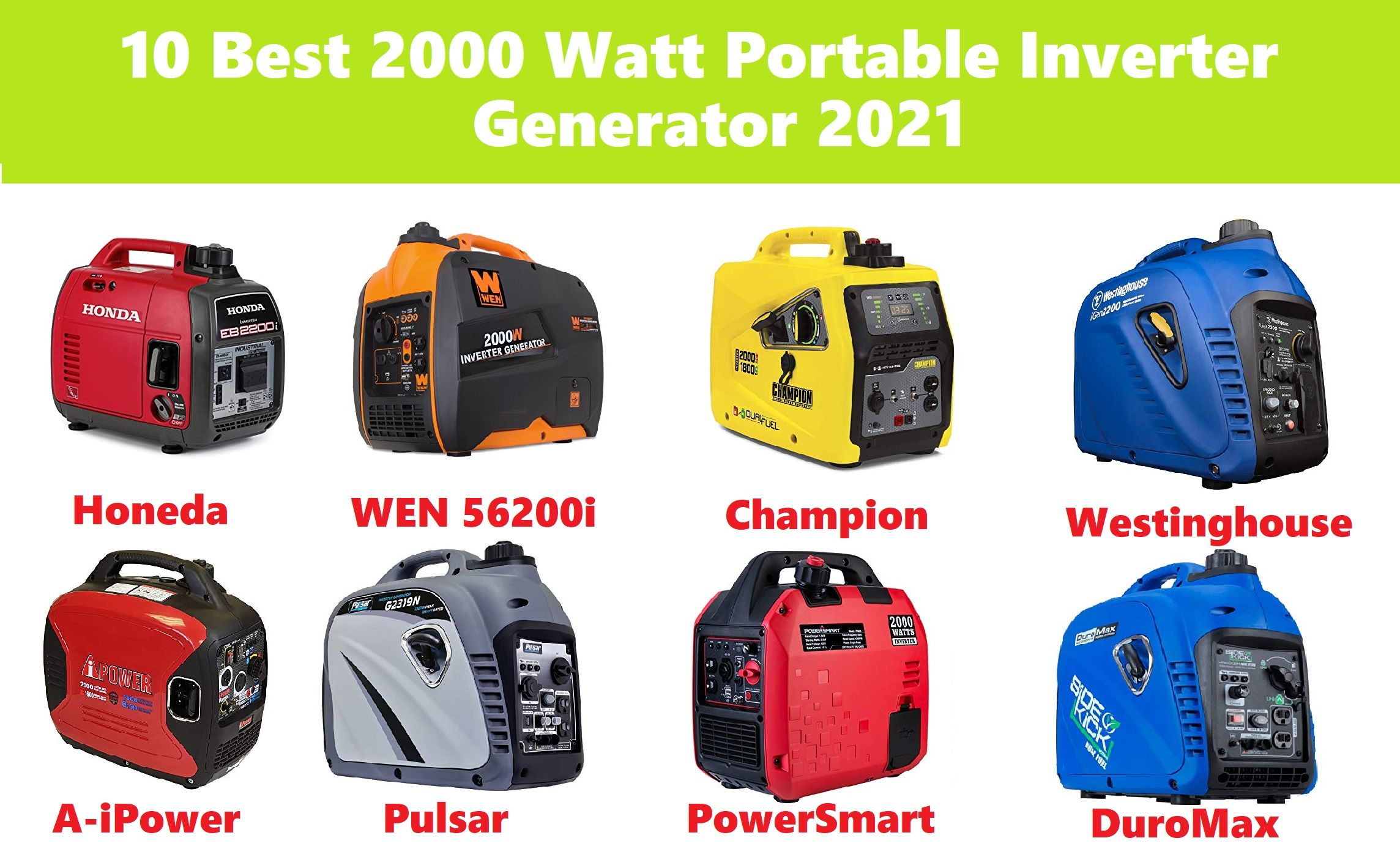 10 Best 2000 Watt Generator 2021| Portable Inverter Generator for RV, Camping