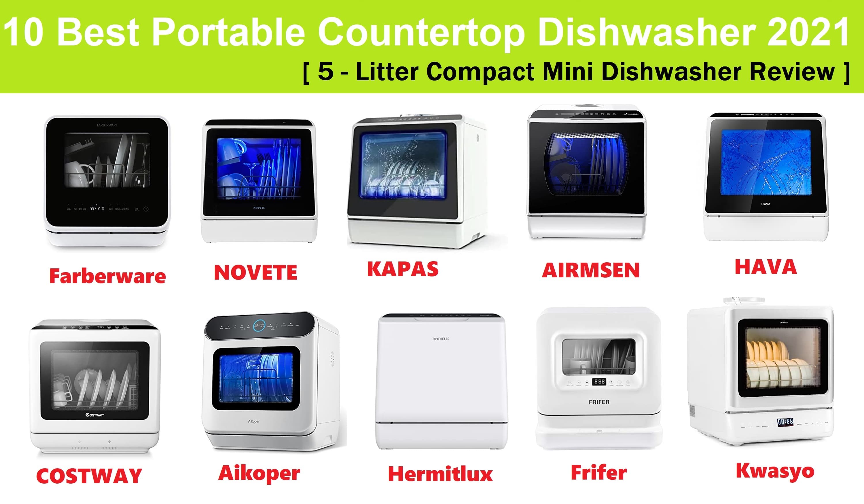 10 Best Portable Countertop Dishwasher 2022 Review: 5- Litter Compact Mini Dishwasher