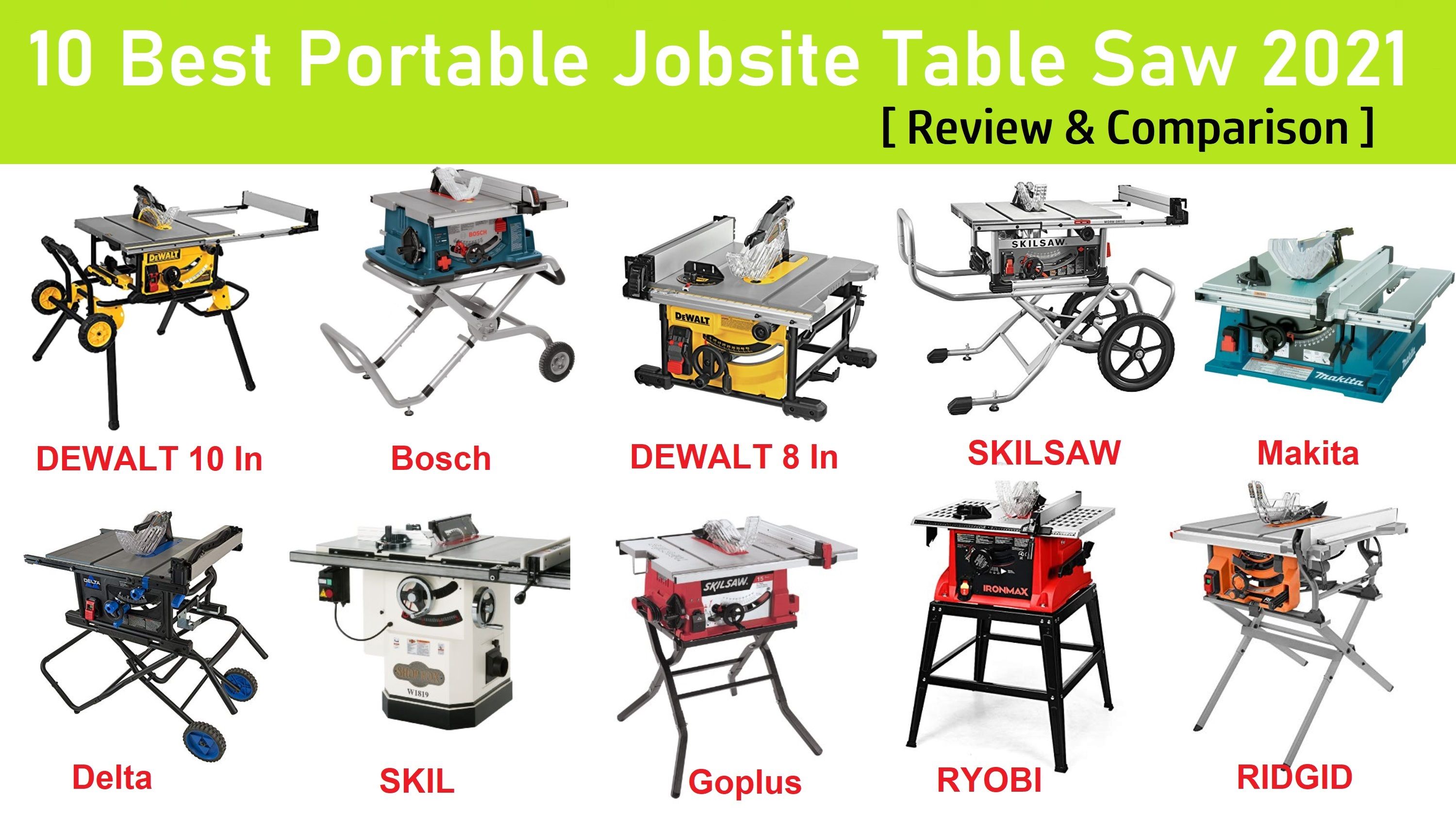 Best Portable Jobsite Table Saw 2022 review & comparison